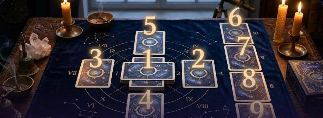 Pagina 61 del manuale: la stesa della Croce Celestiale a dieci carte